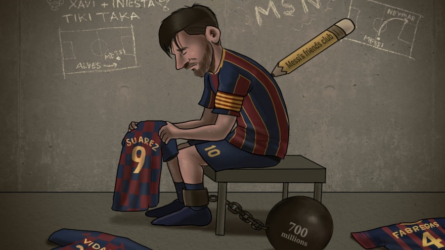 Biếm họa 24h: Suarez ra đi khiến Messi lạc lõng tại Barca